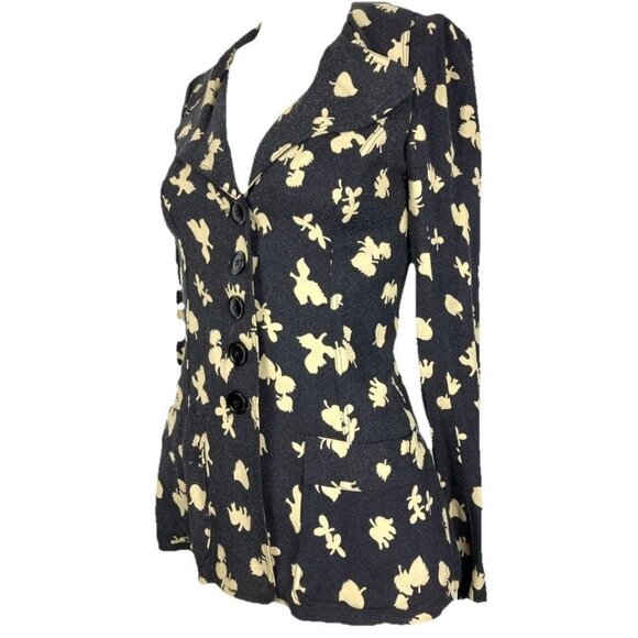 RARE Biba Vintage 70s Signature Print Jacket S Gray - Picture 3 of 7